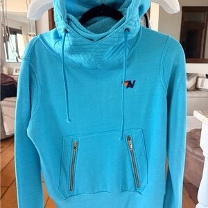 Aviator Nation Turquoise Hoodie with Zip Pockets